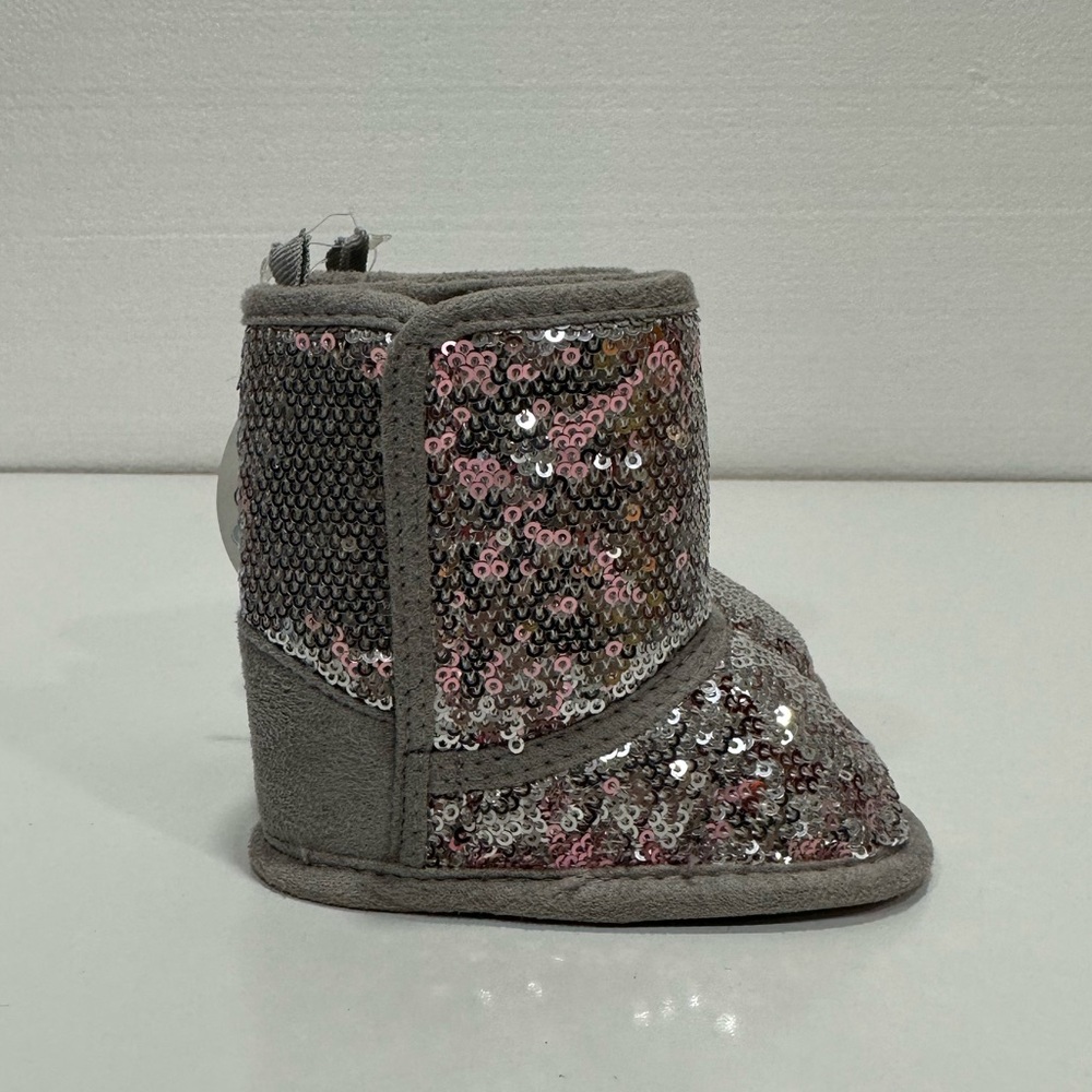 Stepping Stones Silver Sequined Infant Boots 6-9 Months